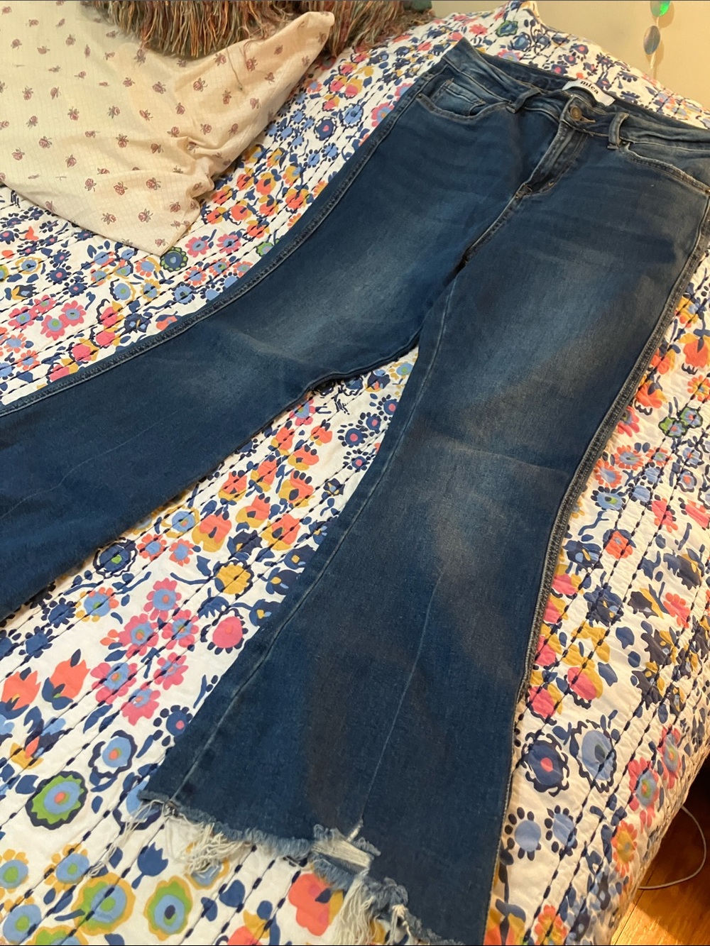 Dark Wash Women's Flared Jeans - Blue